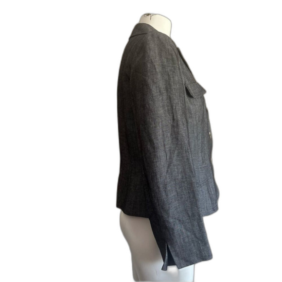 Calvin Klein Linen Blend Gray Jacket Blazer 10 Petite 10P - Picture 4 of 8